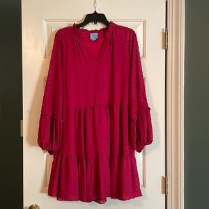CeCe Swiss dot tiered dress, medium, burgundy in color. Worn once.